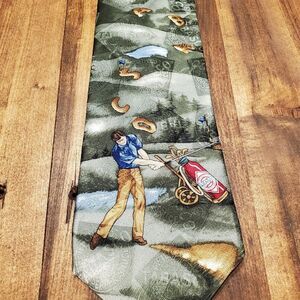 Vintage 1990's Tabasco 100% Silk Golf Theme Novelty Tie